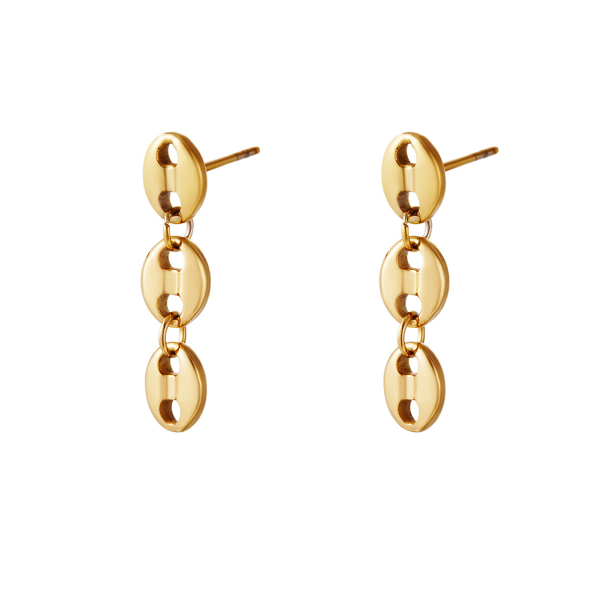 18ct Gold-Plated Triple Button Stud Earrings