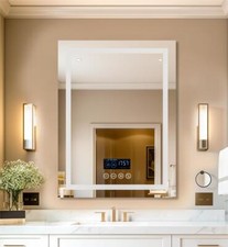 Dimmable LED Bathroom Mirror w/ Bluetooth Speaker Stereo Anti-Fog Vanity Mirror