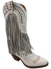 Bota de cuero gitana blanca Dingo para mujer
