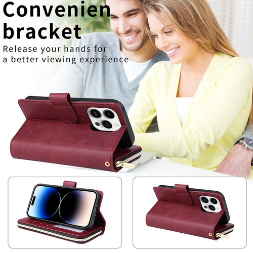 Zipper Multi-function Leather Wallet Purse Card Case Cover For iPhone Samsung - Zdjęcie 40 z 72