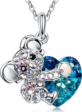 KOALA BEAR BLUE HEART PENDANT NECKLACE WOMEN LADY KIDS GIRLFRIEND BIRTHDAY GIFTS