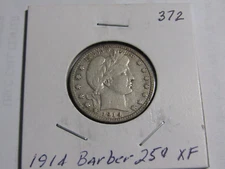 1914-P Barber Quarter #372 Better Condition - XF