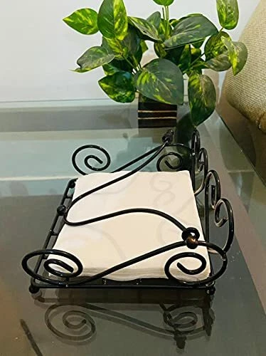 Porta Tovaglioli Quadrato Tessuto Sostegno Metallo Scatola Premium Carta Velina - Immagine 2 di 2