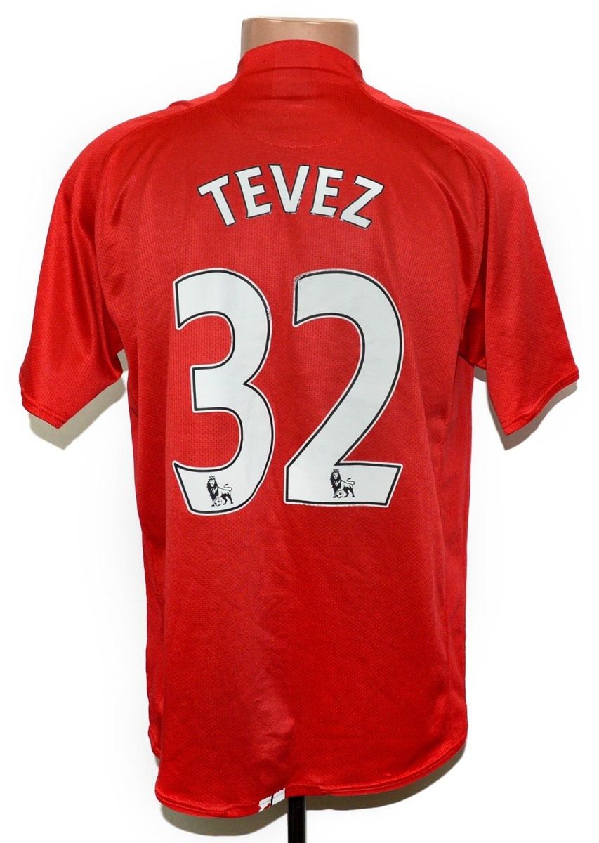 MANCHESTER UNITED 2007 2009 HOME FOOTBALL SHIRT #32 TEVEZ SIZE L