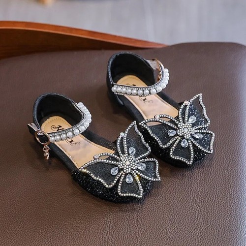 Toddler Girls Princess Dress Shoes Soft Sole Low Heels Glitter Wedding Party - Picture 7 of 13