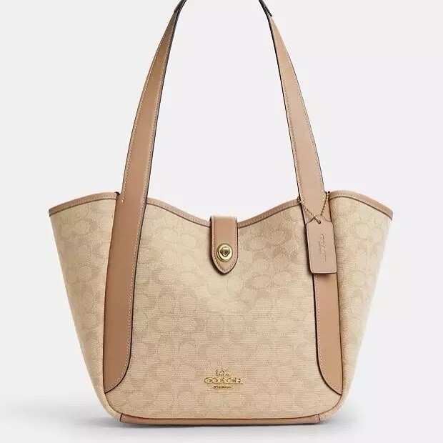 NWT COACH Hadley Turn Lock Tote Bag With Signature Canvas CAK51