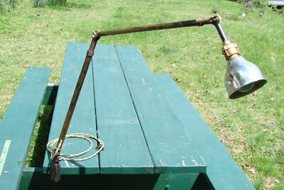 Vtg Industrial Ajusco 45'' Task Desk Lamp Light OC White Era Clamp On  1930s
