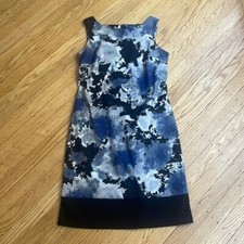AB STUDIO blue floral shift dress size 2