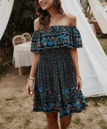 SEXY Women's ruffled boat neck off the 