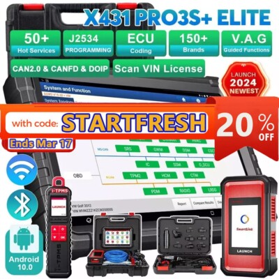 LAUNCH X431 PRO3S+ 5.0 ELITE PRO5 Car Diagnostic Tool J2534 Programming Coding