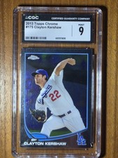 🔥2013 Topps Chrome Clayton Kershaw #175 Los Angeles Dodgers CGC 9 MINT🔥