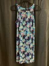 Lulu B L Keyhole Palm Tree Dress Multicolor Upf50