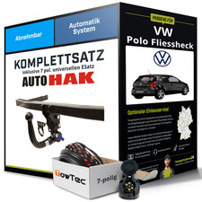 Für VW Polo Fliessheck Typ 9N Anhängerkupplung abnehmbar +eSatz 7pol uni 01- Kit