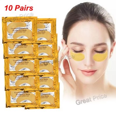 20 Pcs Under Eye Crystal Collagen Gel Pad Gold 24k Face Mask Anti Aging Wrinkle