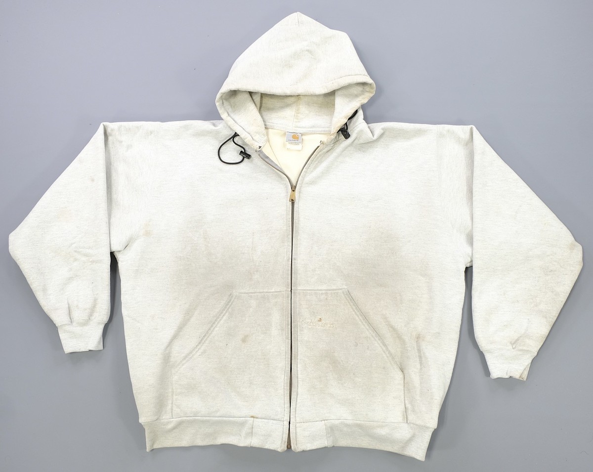 Rare Vintage CARHARTT K129 ASH Thermal Lined Full Zip Hoodie