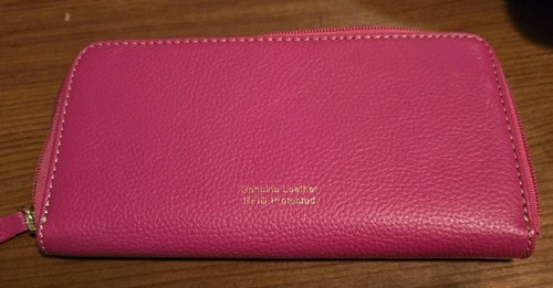 Pink Ashwood Envelope Zip Around Wallet Pink Pebbled Leather Neu