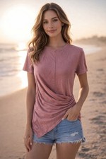 NWT Nine West Women's Size XS Pink WRAP BLOUSE Layer 