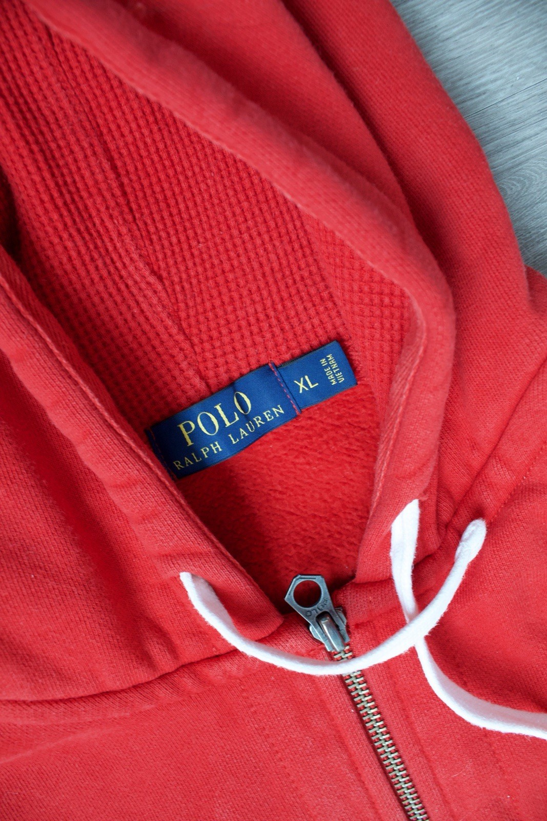 Polo Ralph Lauren rossa full zip cappuccio foderato termico XL rosso pony