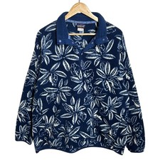 Vintage Patagonia Synchilla Pullover Mens XL Blue Floral Fleece Snap-T 2004
