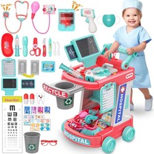 Doctor Kit for Kids - Pretend Doctor Playset for Toddlers with Cart Costume and