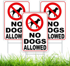 3 PC No Dogs Allowed Signs for Yard, 8X12 Double Sided Coroplast Keep off Grass