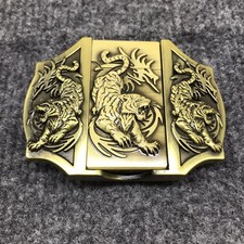 Antique Brushed Tiger Belt Buckle with Lighter, Stock in US