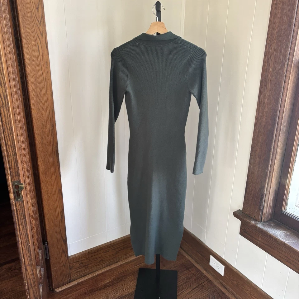 Suéter Polo Midi Azul Marino Capa Lexi Acanalado Manga Larga Verde Para Mujer’s Grande Foto 3 de 4