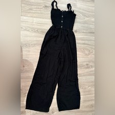 Hollister Smocked Wide Leg Jumpsuit   Black XS 