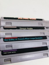 Super Nintendo SNES Game Lot Of 4 Aladdin, Lion King, Ms Pac-Man, Ken Griffey Jr
