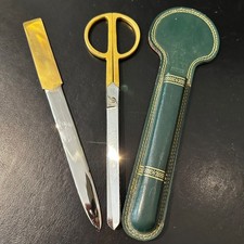 Mid-Century Solingen Scissors  Letter Opener In Leather Case Germany