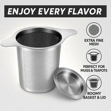 Stainless Steel Tea Infuser Basket with Lid Extra Fine Mesh for Loose Leaf Tea
