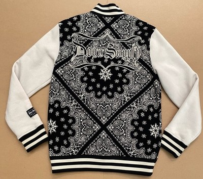 Dogg Supply Varsity Jacket Mens XS Black White Paisley Snap Button
