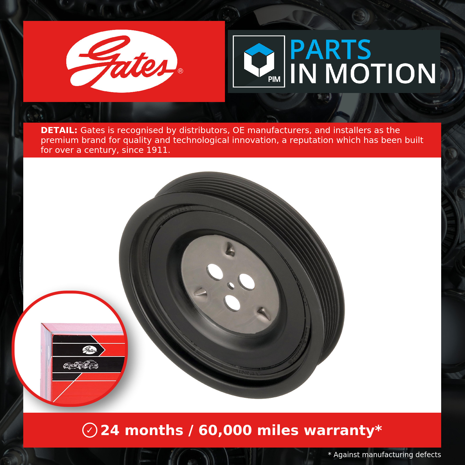 Crankshaft Pulley (TVD) TVD1172 Gates Torsional Vibration Damper 1329202 Quality