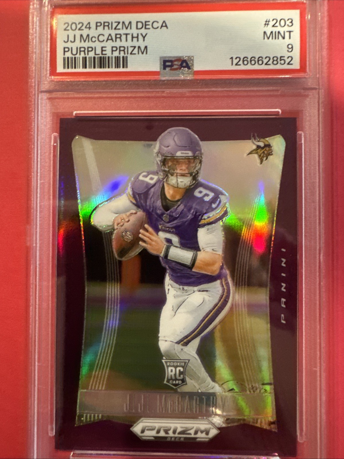2024 Panini Prizm Deca - J.J. McCarthy #203 Purple Prizm /99 (RC) LOW POP!