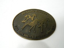 VTG Running Strong for AMERICAN INDIAN Youth BELT BUCKLE 3.5 x 2.625  