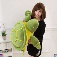 22" Green Sea Turtle Plush Toy - Soft Stuffed Animal Pillow for Kids & Gifts