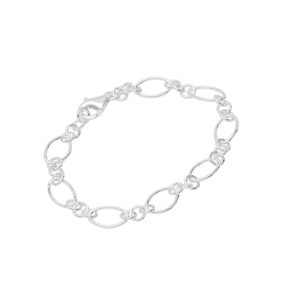 Armband Aus 925 Sterling Silber 19Cm Figaro Ankerkette Rund Damen Armkette-image