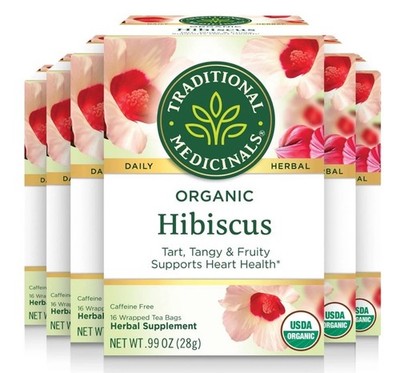Traditional Medicinals Organic Hibiscus Herbal Tea, Supports Heart Health, 96ct