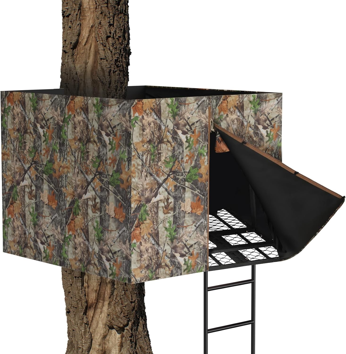 Rhino Valley Hunting Blinds Cover, 142" x 35" Large Tree Camouflage + Black 