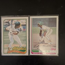 Topps Rickey Henderson 2 Card Lot Oakland Athletics Vintage baseball Tiffany