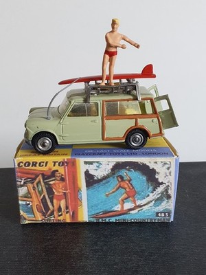 Corgi Toys 485 Austin Mini Countryman Surfer Surfbrett Modell Fahrzeug Box 1:43