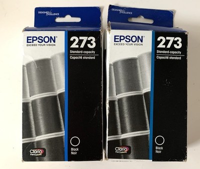 Lot 2 Epson 273 Black Ink Cartridge (T273020) Genuine OEM Sealed   Exp 2023/2027