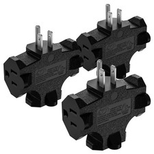 3Pack 3 Way Plug Adapter, ETL Listed 3 Outlet Grounded Wall