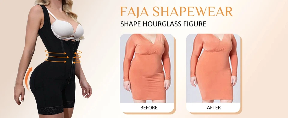 女士的蕾丝边塑身紧身衣裤塑身控制紧身胸衣带可调节... — 第 4/4 张图片