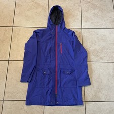 Vintage Columbia Blue Hooded Rain Jacket Coat Red Zip Accents Size M outdoor
