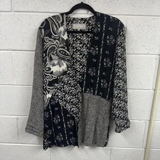 VTG 80s Dorothy Schoelen Size S Kimono Blazer Jacket Patchwork Retro Floral USA