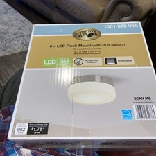 Hampton Bay 8" LED Flush Mount Light W/ Pull Switch Brushed Nickel Finish