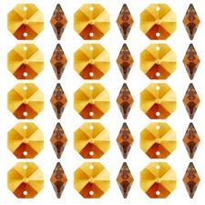 K9 Crystal Octagon Beads 2 Holes 100 Pack 14mm Chandelier Prisms, Amber