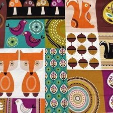 Michael Miller Norwegian Woods 1 yd x 44 Fabric Panel   Mod Colorful Forest