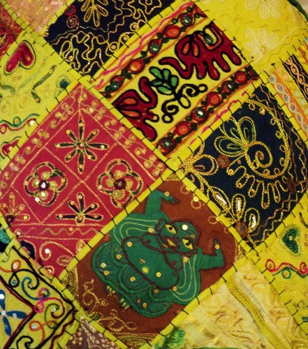 24" KUTCH FOLK DÉCOR OTTOMAN POUF BENCH FOOTSTOOL POUFFE PILLOW CHAIR COVER - Picture 9 of 12